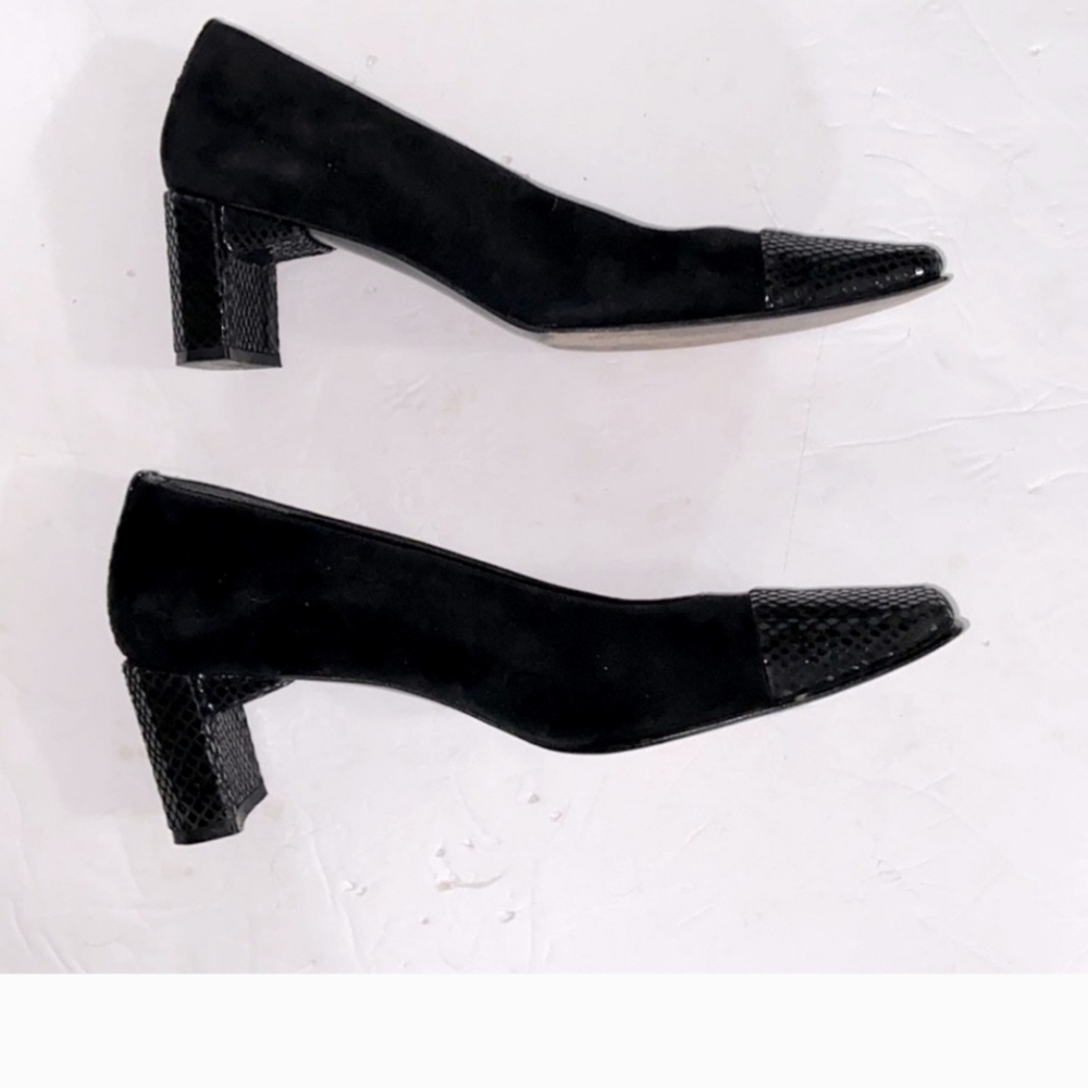 Stuart Weitzman Heels Suede With Cap Toe Faux Sna… - image 3